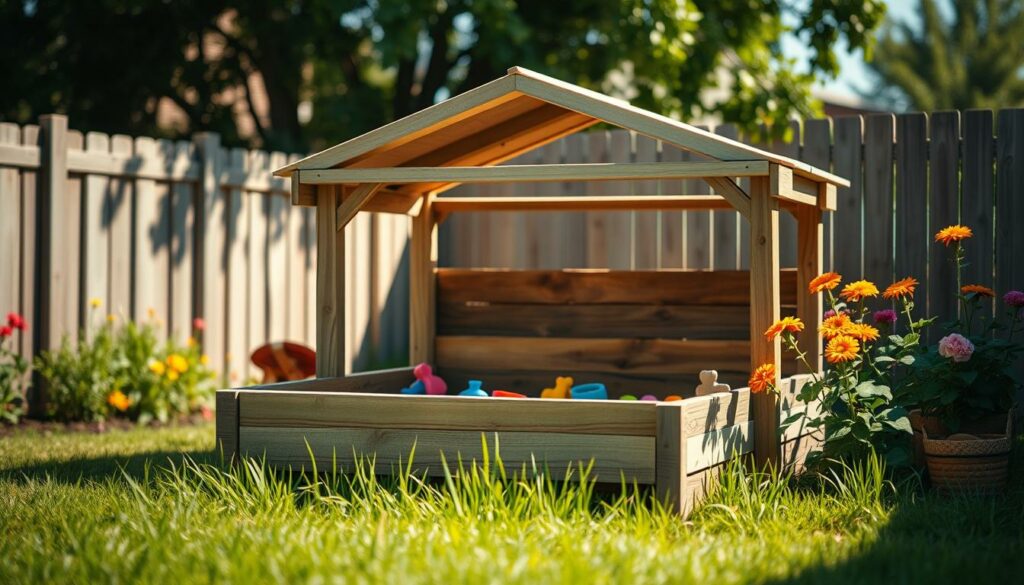 DIY Sandkasten mit Dach und Abdeckung